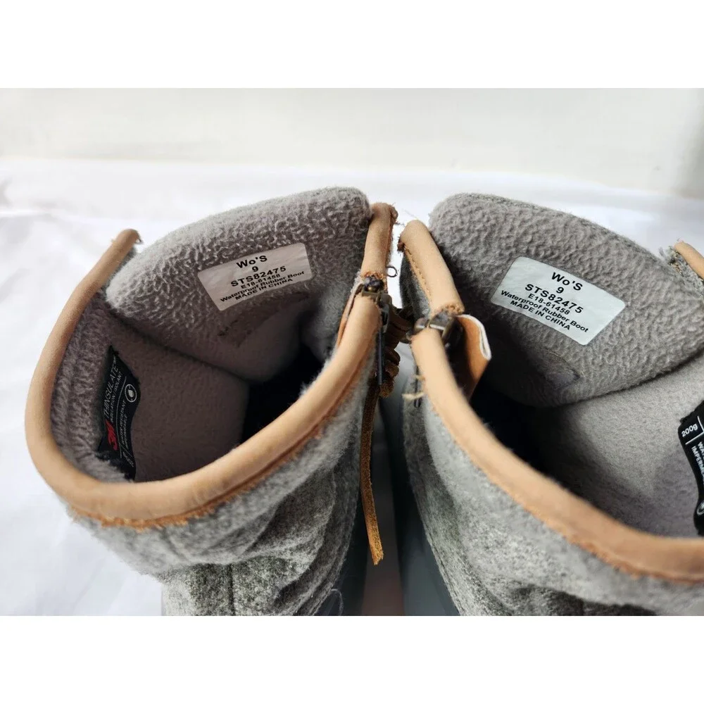 Sperry Top-Sider Women's 9 Gray Saltwater Wool Embossed Insulated Duck Boots